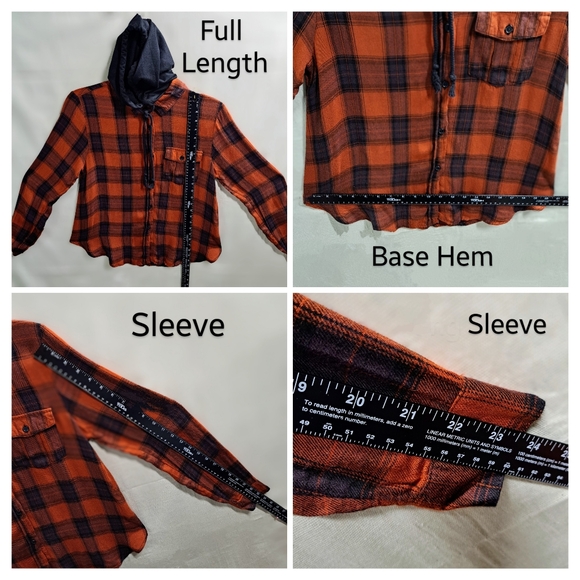 NOBO Vtg Y2K Women Med Pumpkin Plaid Hoodie Long Sleeve Button Front Fall Shirt - Picture 9 of 11
